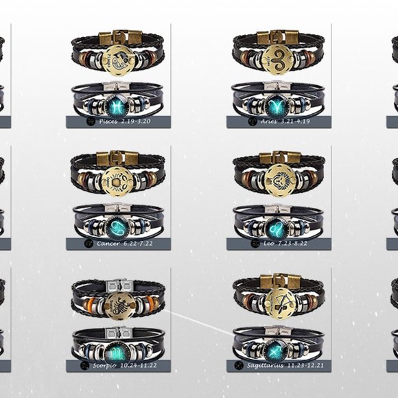 New  Constellation Braided Rope Bracelet - Punk Alloy Leather Bracelet - Picture 12 of 14